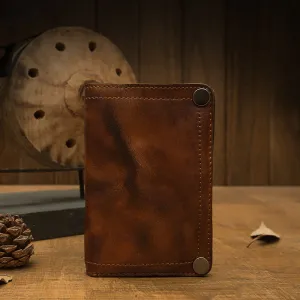 Vintage Style Handmade Genuine Leather Large-capacity Cowhide Wallet Card Holder