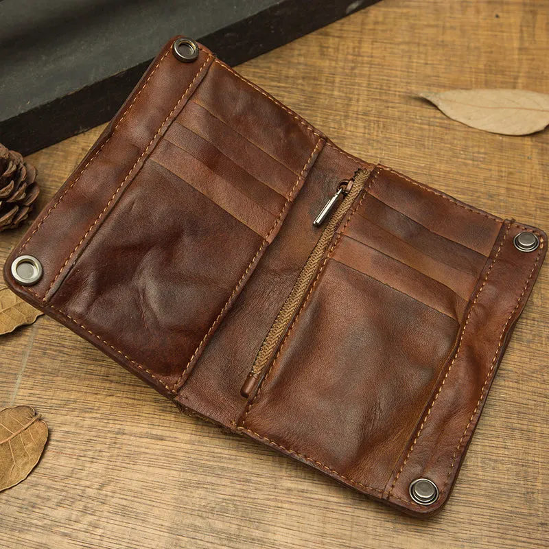 Vintage Style Handmade Genuine Leather Large-capacity Cowhide Wallet Card Holder