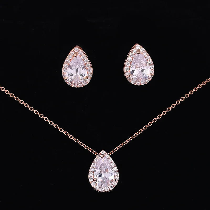 Water Drop Gemstone Necklace & Earrings Set