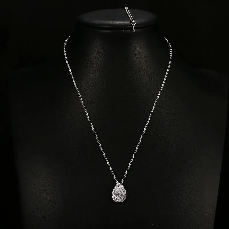 Water Drop Gemstone Necklace & Earrings Set